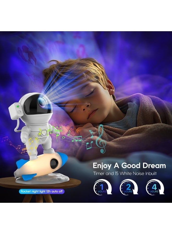 Astronaut Starry Sky Projector with Bluetooth Speaker & White Noise, 360° Adjustable Nebula Projection, App Control, Music Sync, Night Light for Bedroom, Living Room, Party, Perfect Gift for Kids and Adults - Image 3